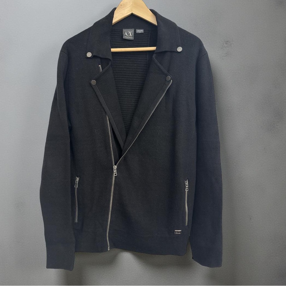 Armani Exchange Men's Black Zip-Up Sweater
